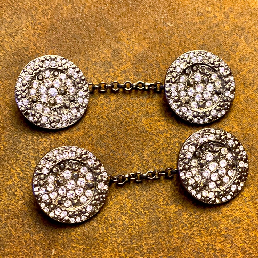 Diamond encrusted CHANEL French cuff links